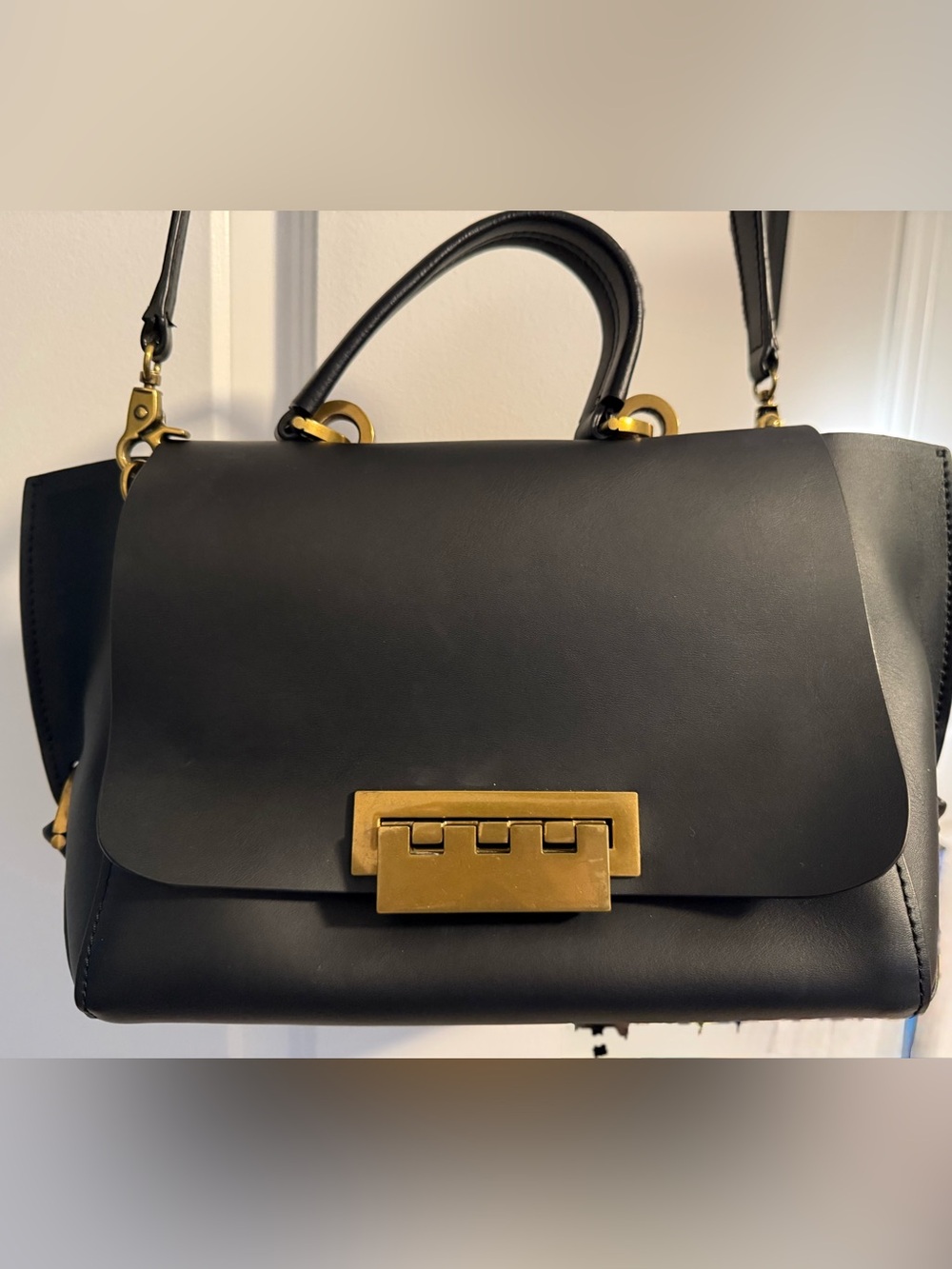 ZAC Zac Posen Black Leather Satchel with Gold Hardware-w/ original dust bag